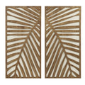 2-Piece Wood Wall Decor Set with Palm Leaf Design