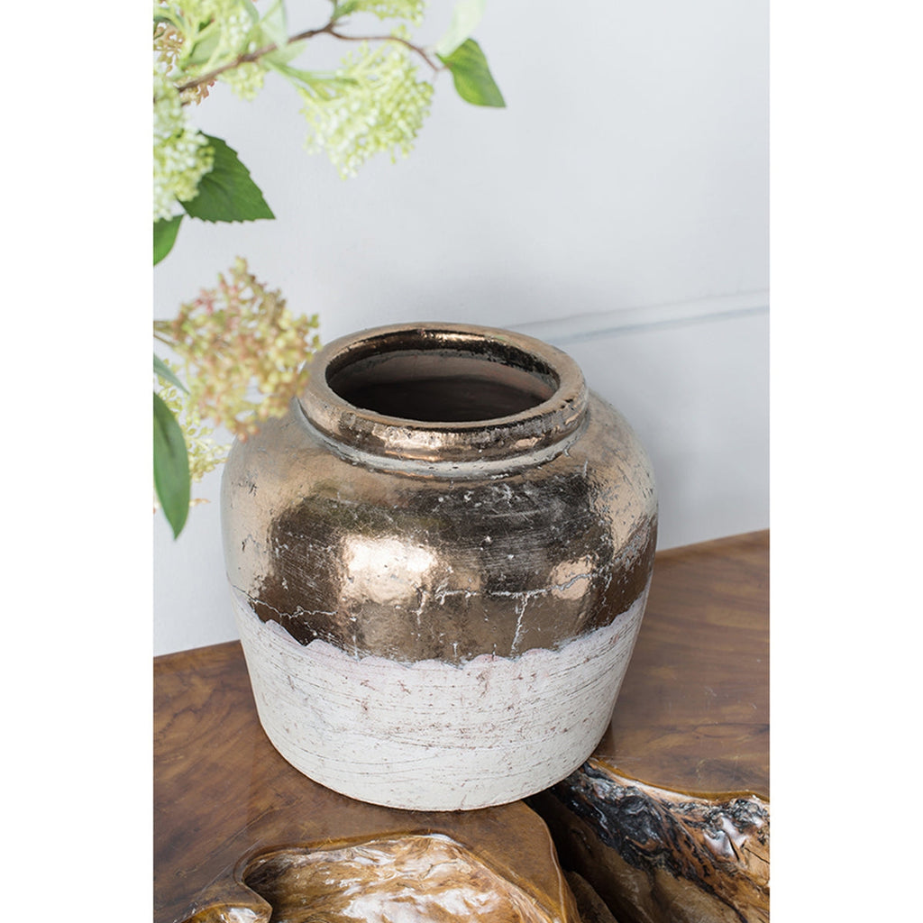 11" Round Sienna Brown Ceramic Accent Vase