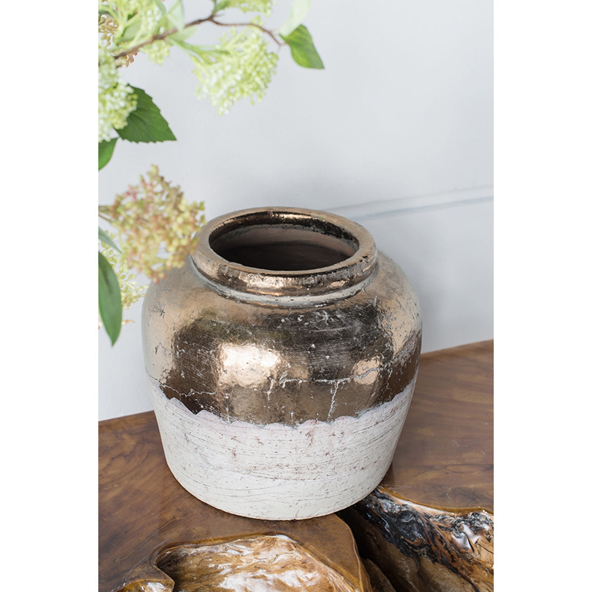 11" Round Sienna Brown Ceramic Accent Vase