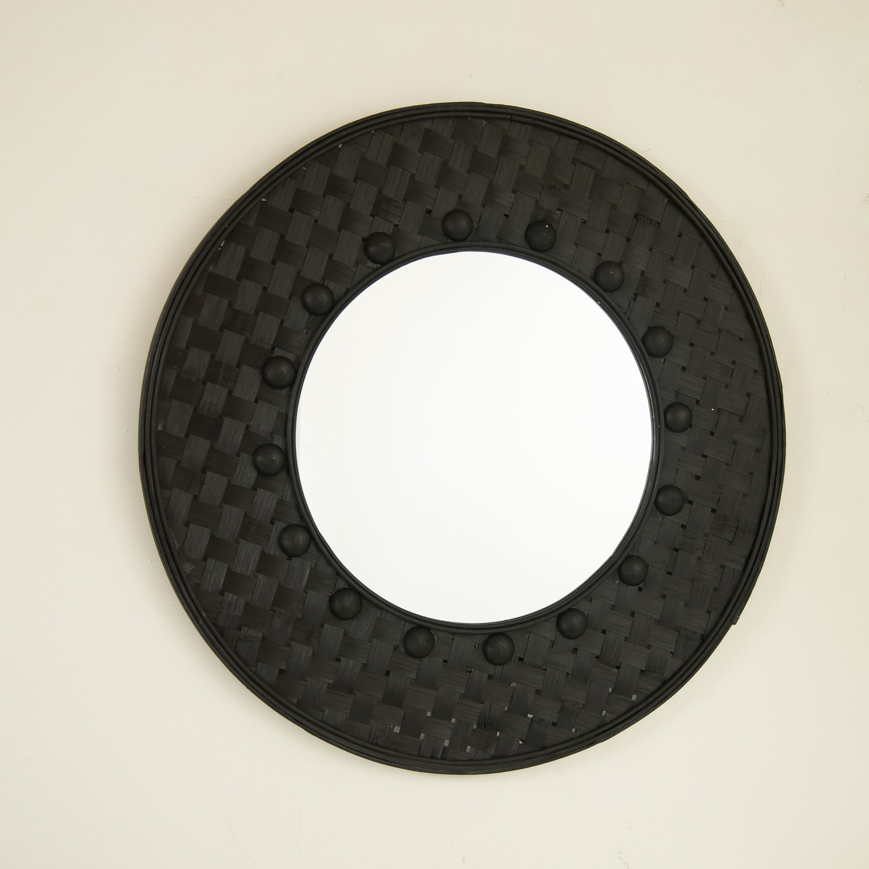 24'' Solea Hand-Woven Black Bamboo Mirror