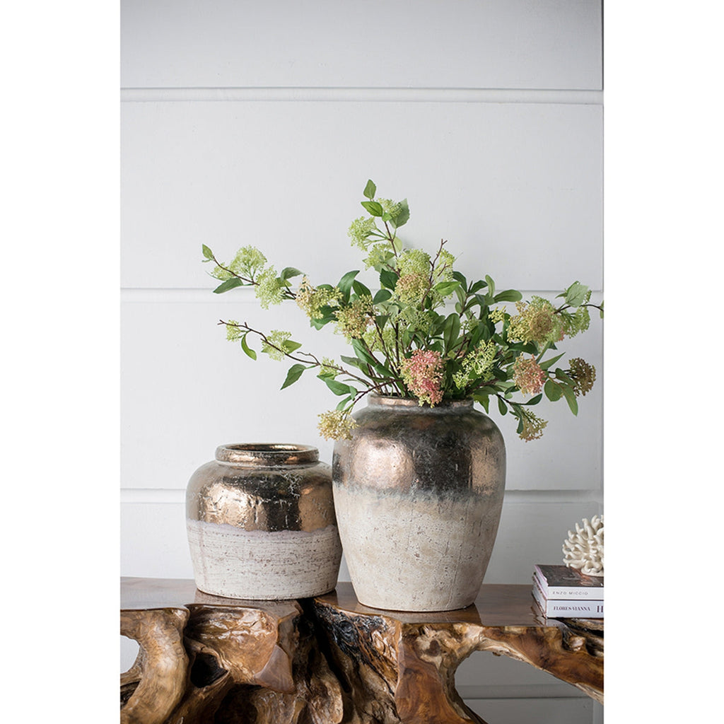 11" Round Sienna Brown Ceramic Accent Vase
