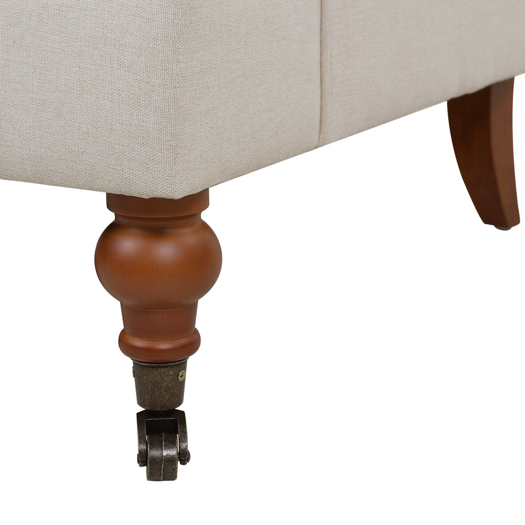 Cobaltex Upholstered Arm Chair with Metal Casters and Rolled Arms