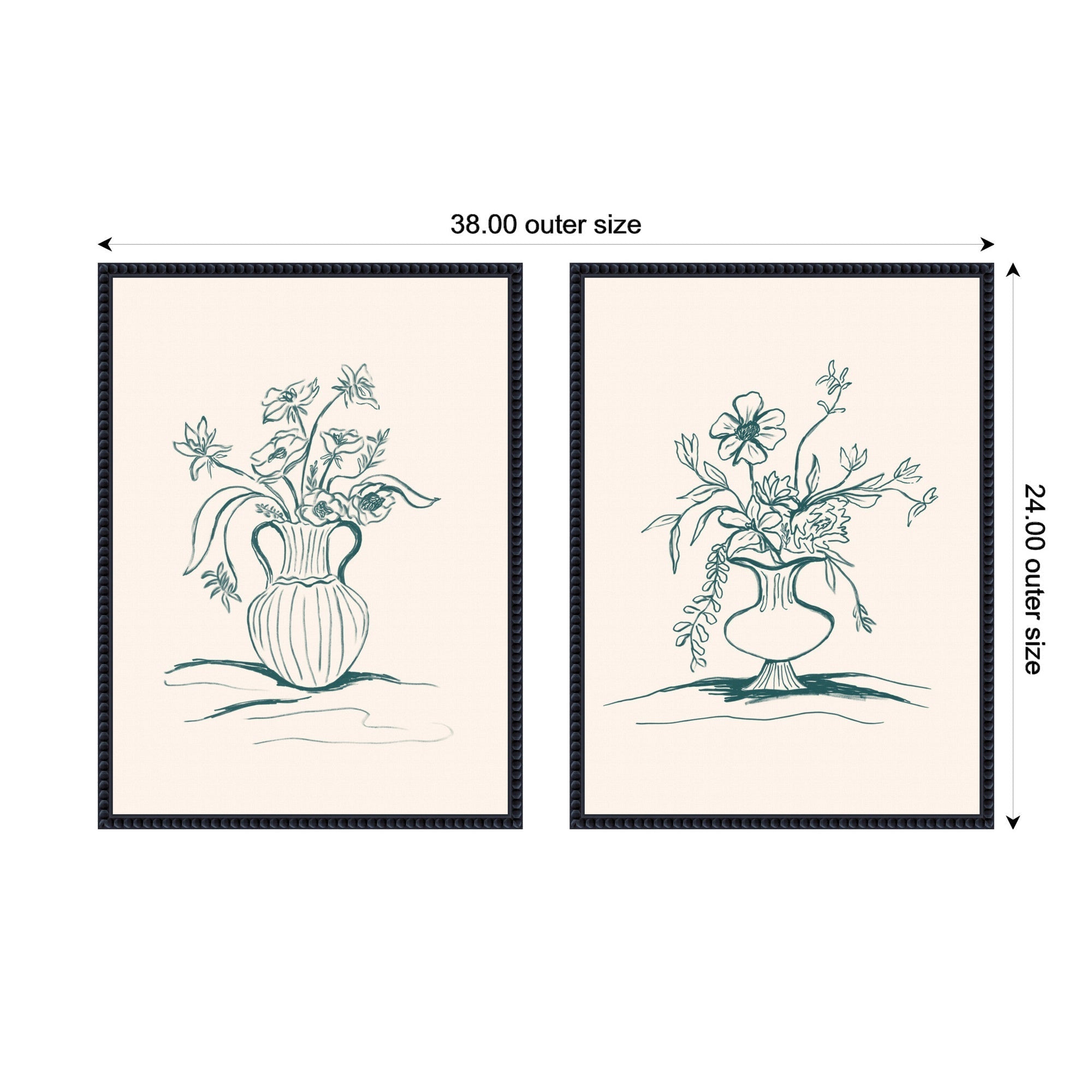 Sylvie Beaded Garden Floral and Summer Stems Framed Canvas Art Set by Kate Aurelia