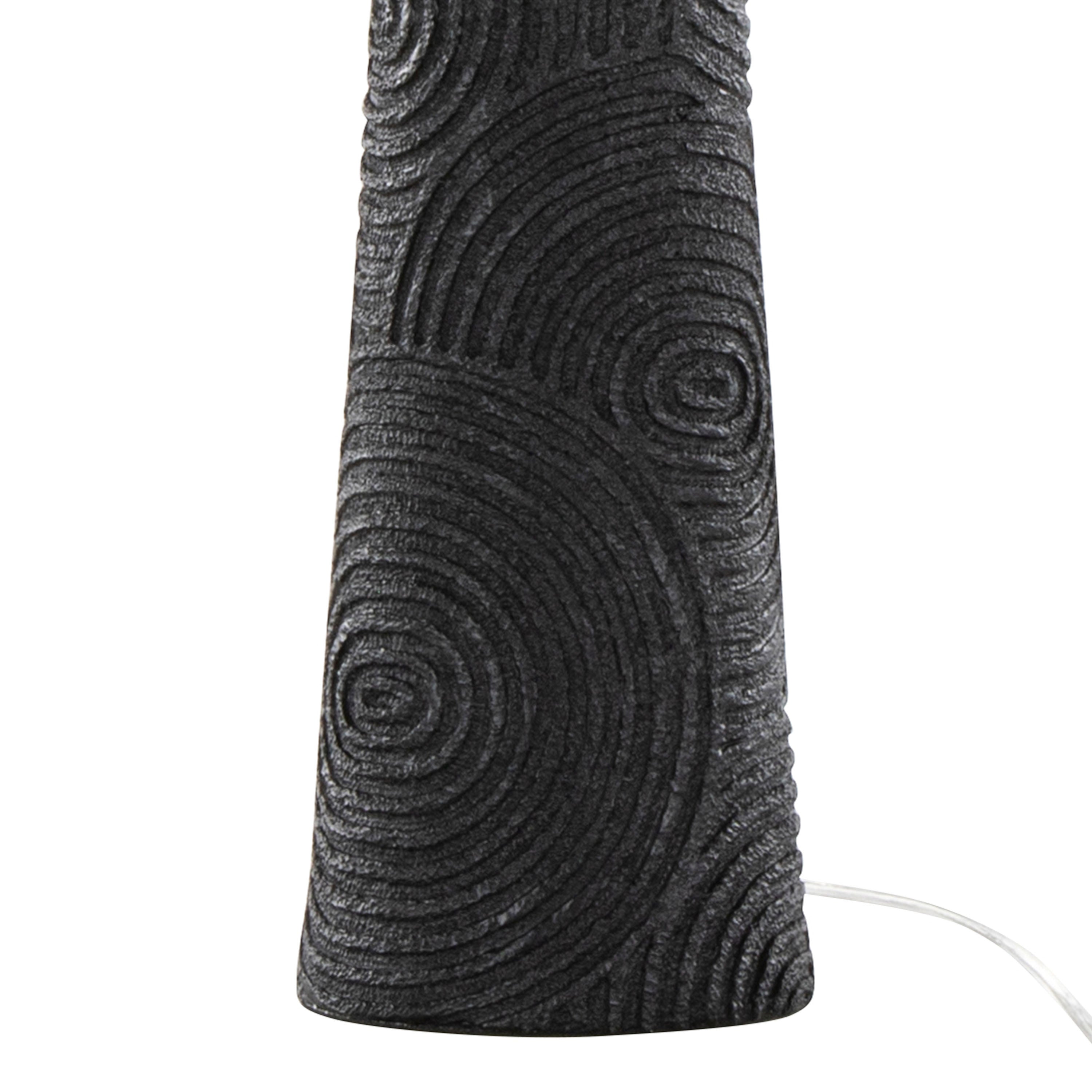Table Lamp with Cylindrical Textured Base and Neutral Drum Shade, Set of 2