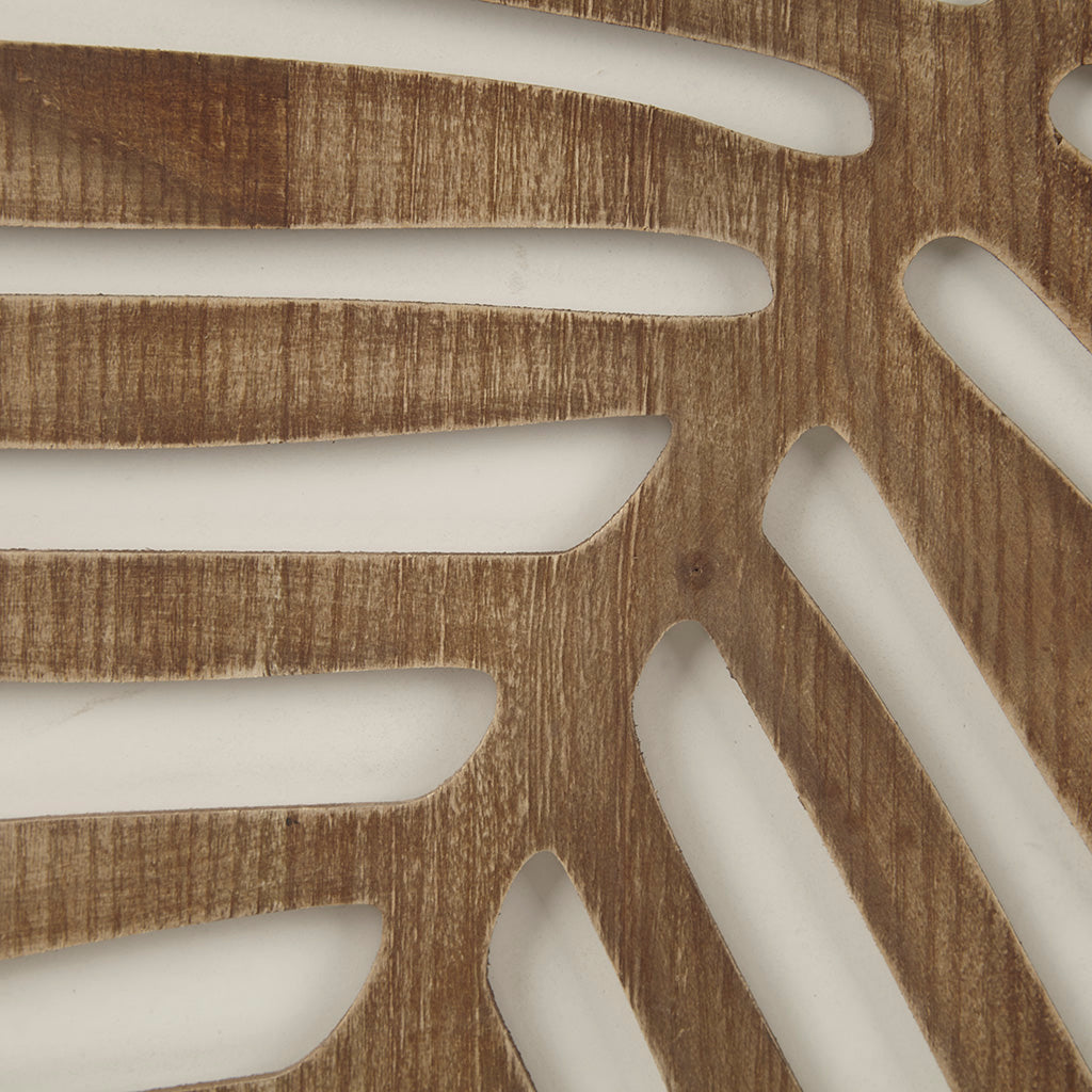 2-Piece Wood Wall Decor Set with Palm Leaf Design