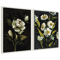 Sylvie Beaded Moody Floral 1 and 2 Framed Canvas Art Set by Annie Quigley