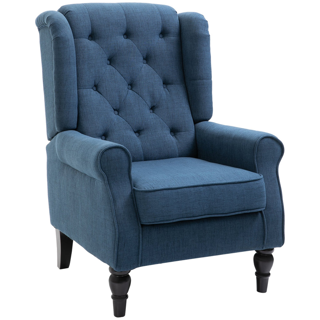 Button Tufted Upholstered Accent Chair with Wing Back and Rolled Arms