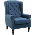 Button Tufted Upholstered Accent Chair with Wing Back and Rolled Arms