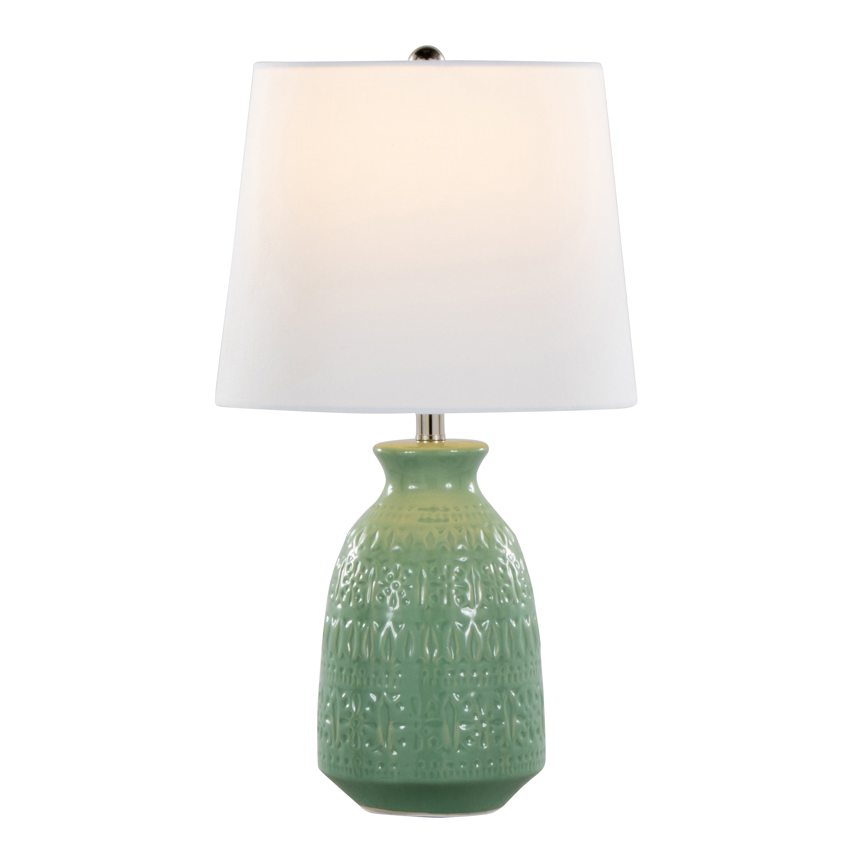 Balconee 20" Ceramic Table Lamp with Vase Shaped Base and Textured Pattern, Set of 2