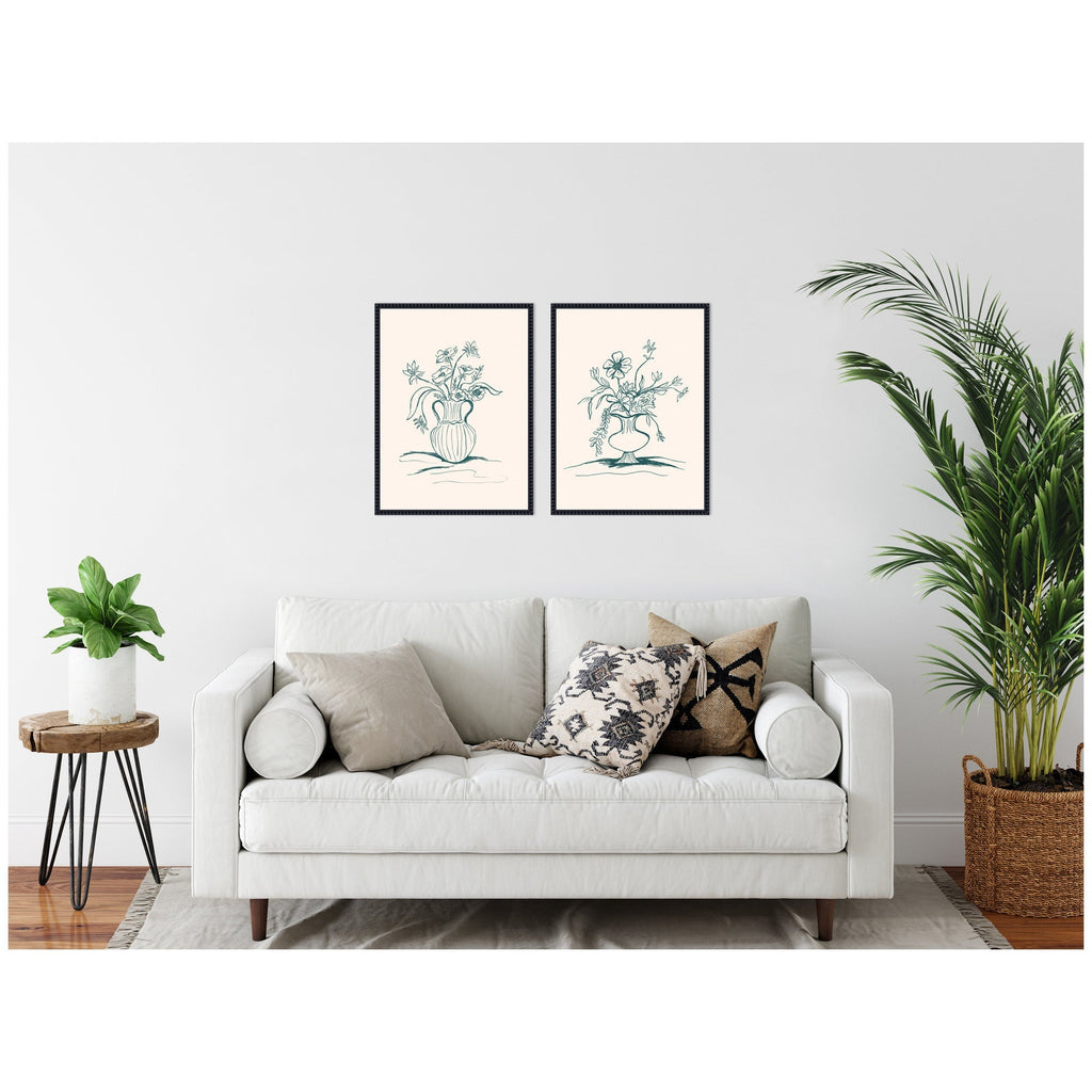 Sylvie Beaded Garden Floral and Summer Stems Framed Canvas Art Set by Kate Aurelia