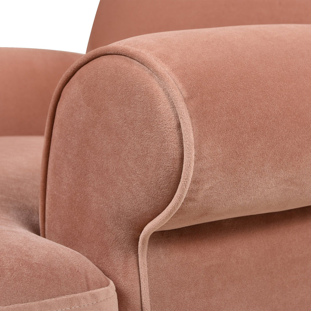 Cobaltex Upholstered Arm Chair with Metal Casters and Rolled Arms