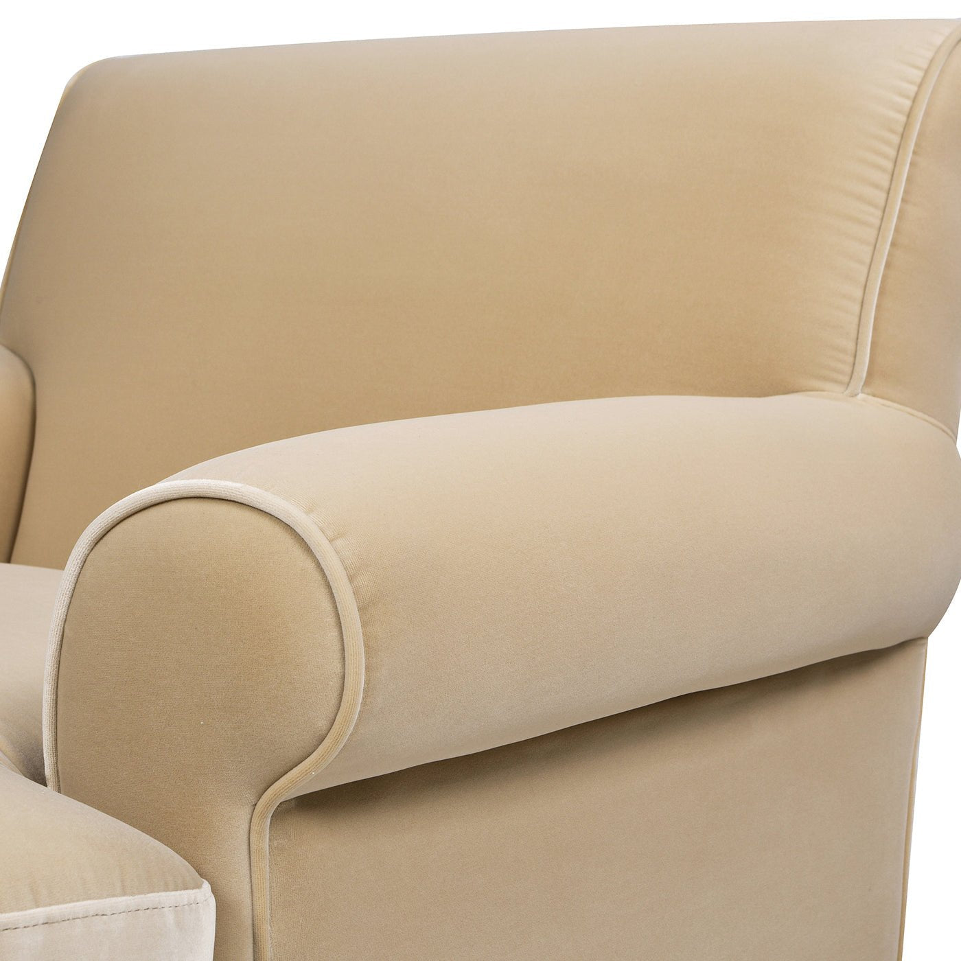 Cobaltex Upholstered Arm Chair with Metal Casters and Rolled Arms