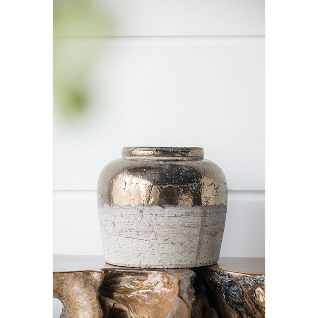 11" Round Sienna Brown Ceramic Accent Vase