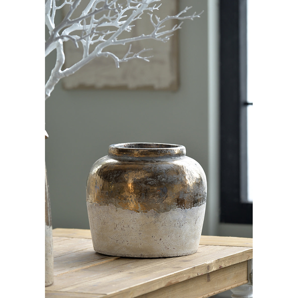 11" Round Sienna Brown Ceramic Accent Vase