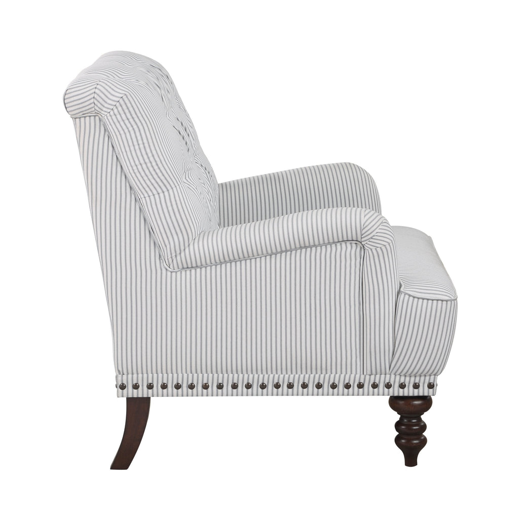 Luxurious Accent Chair with Upholstered Tufted and Nailhead Trim