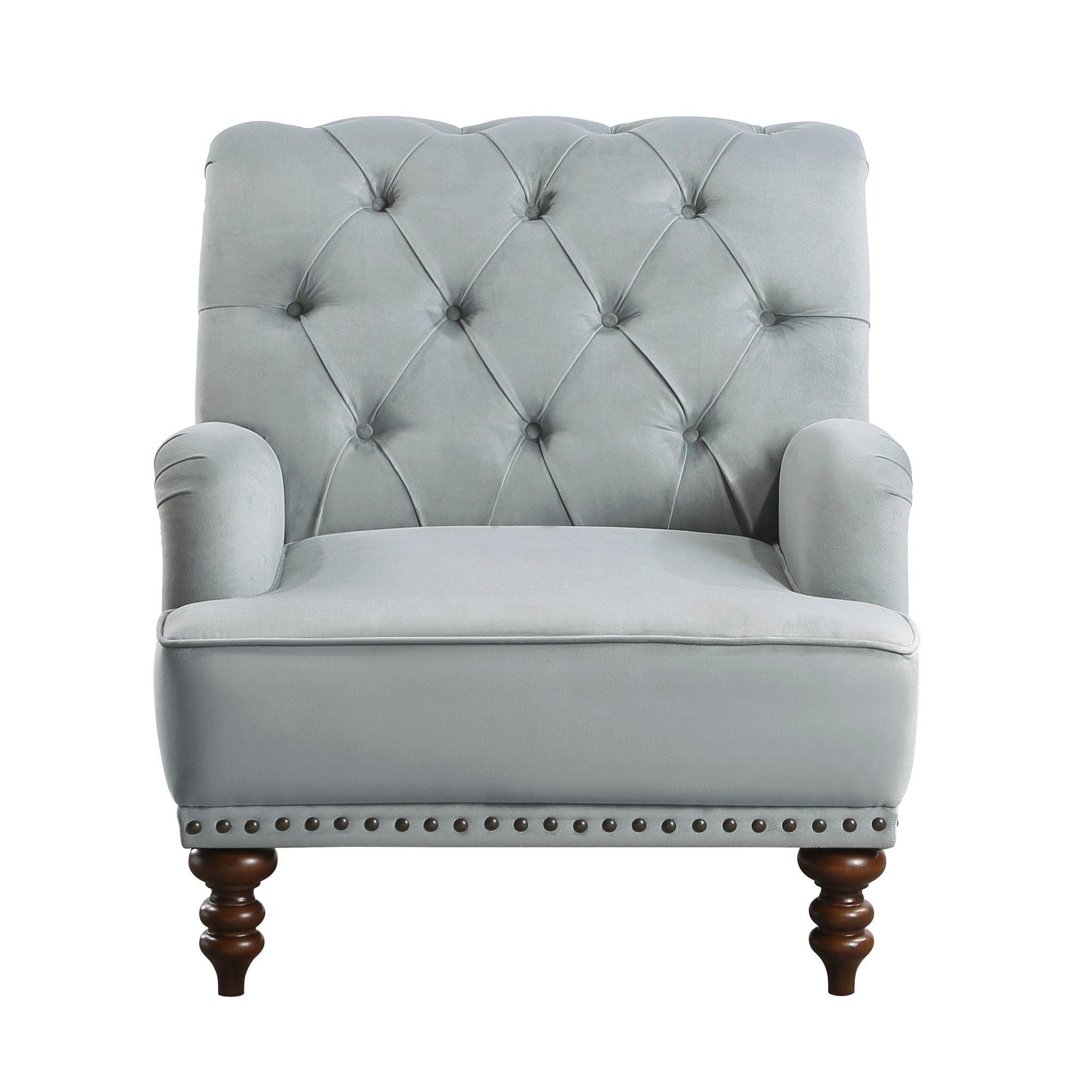 Luxurious Accent Chair with Upholstered Tufted and Nailhead Trim