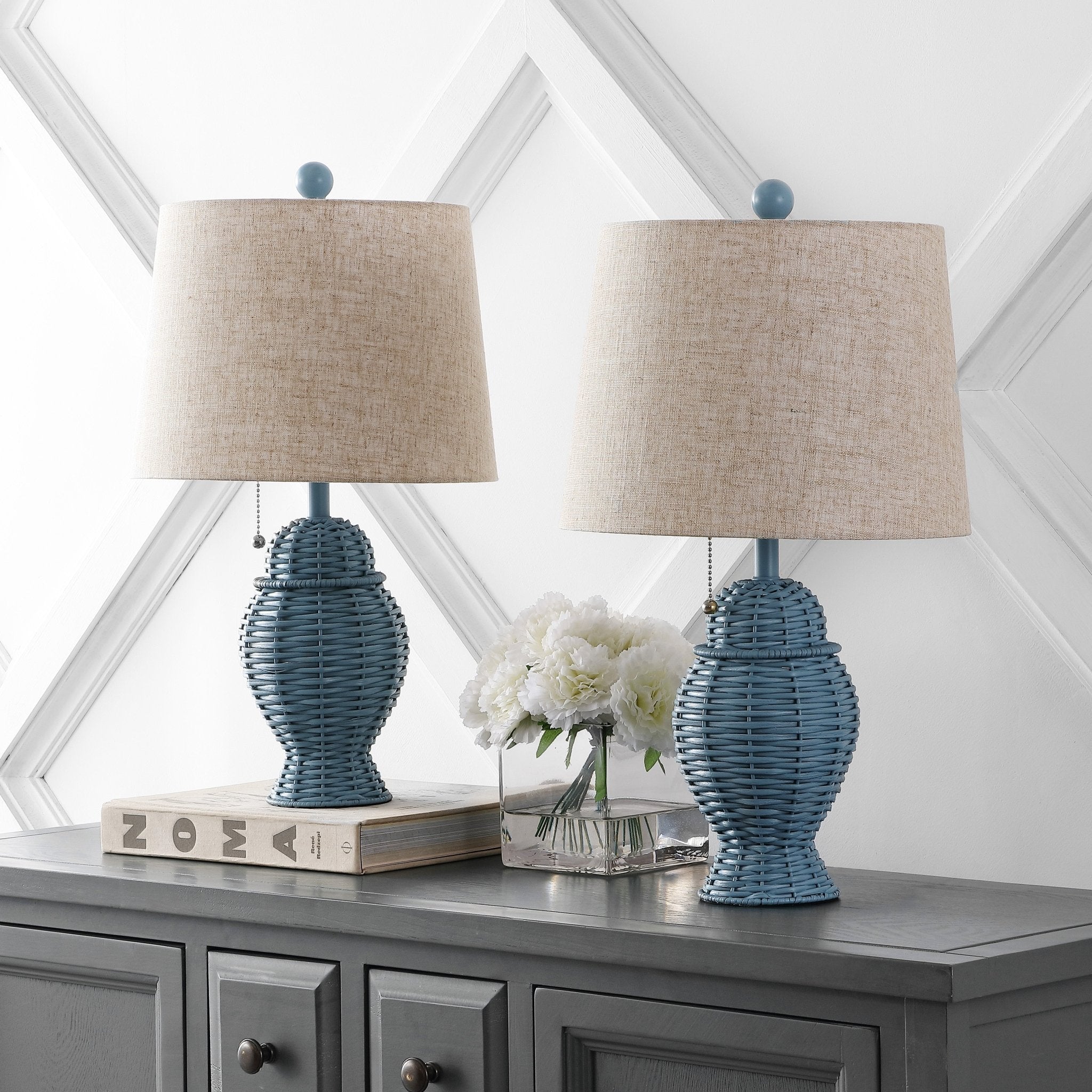 Margie Wicker Bohemian Rustic Iron LED Table Lamp