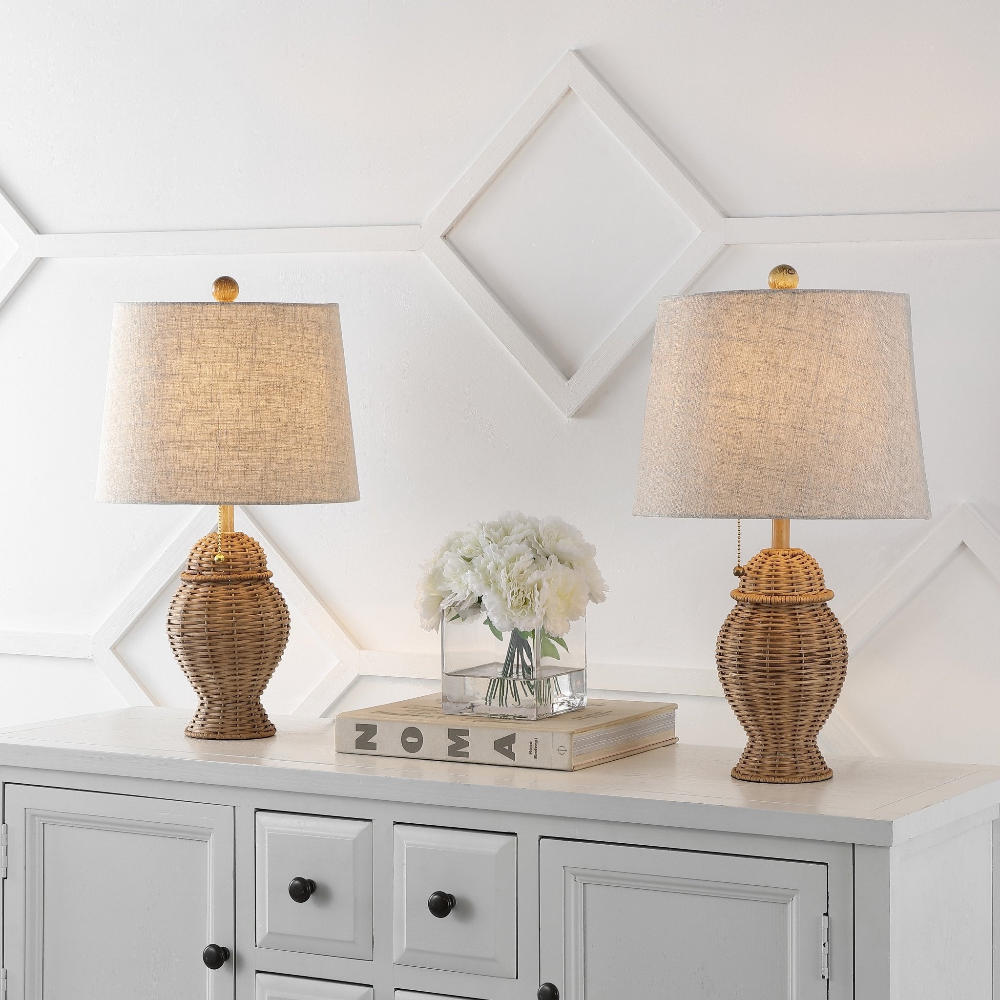 Margie Wicker Bohemian Rustic Iron LED Table Lamp
