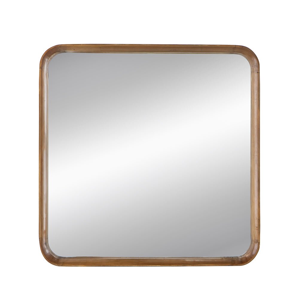 Square Wall Mirror with Wood Frame
