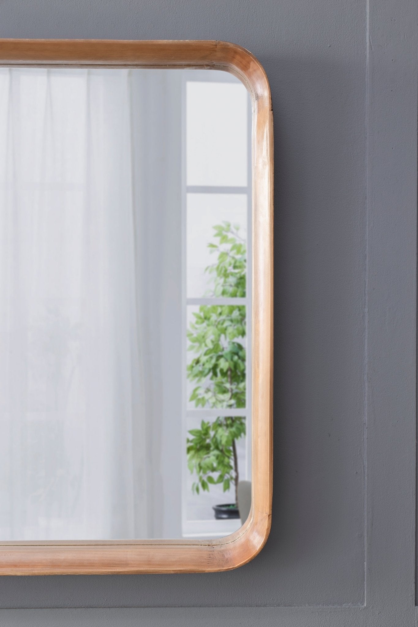 Square Wall Mirror with Wood Frame