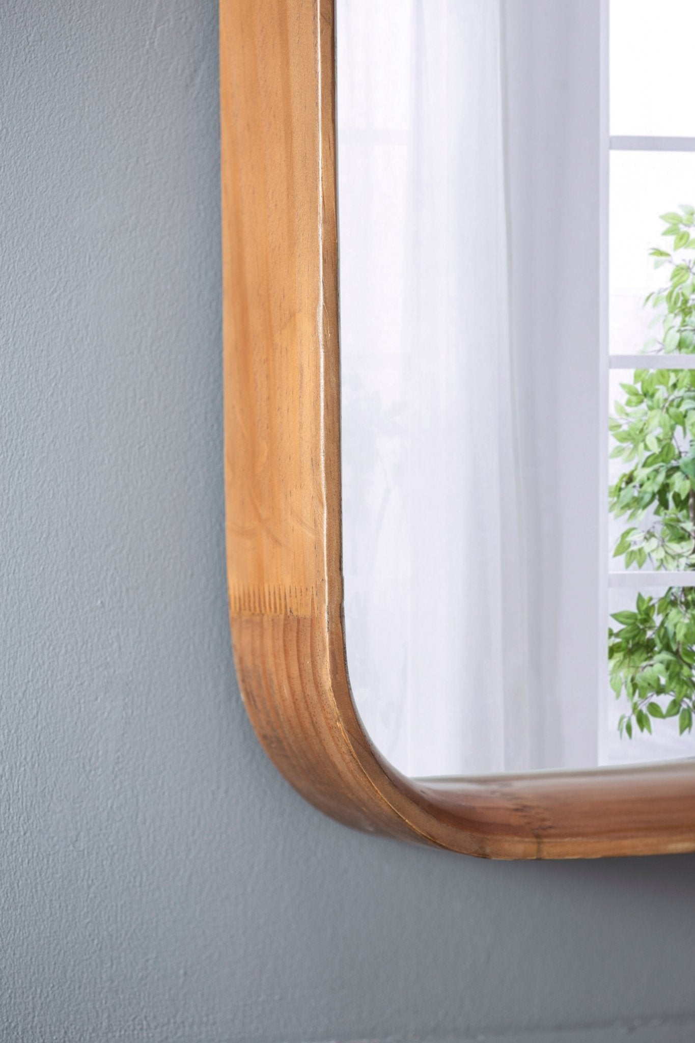 Square Wall Mirror with Wood Frame