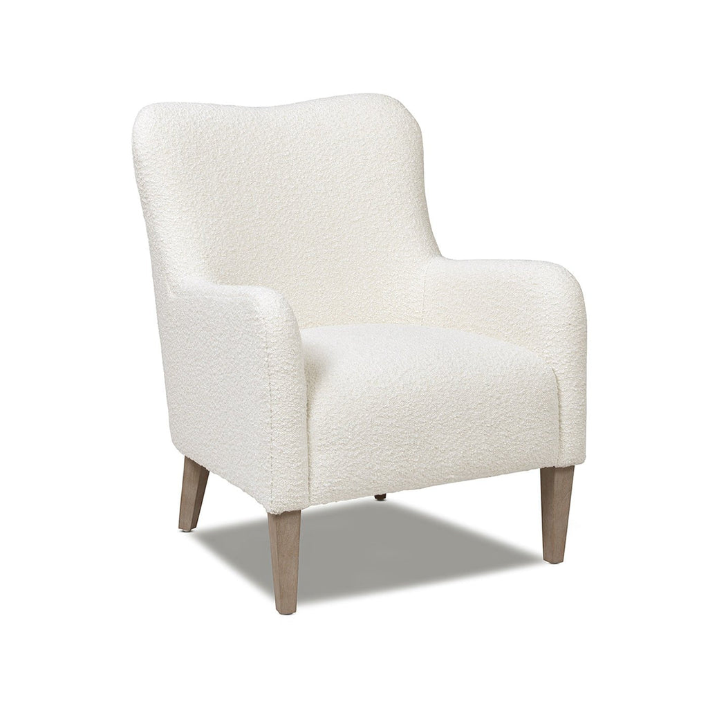 Upholstered Accent Chair with Curved Arms and Wood Legs