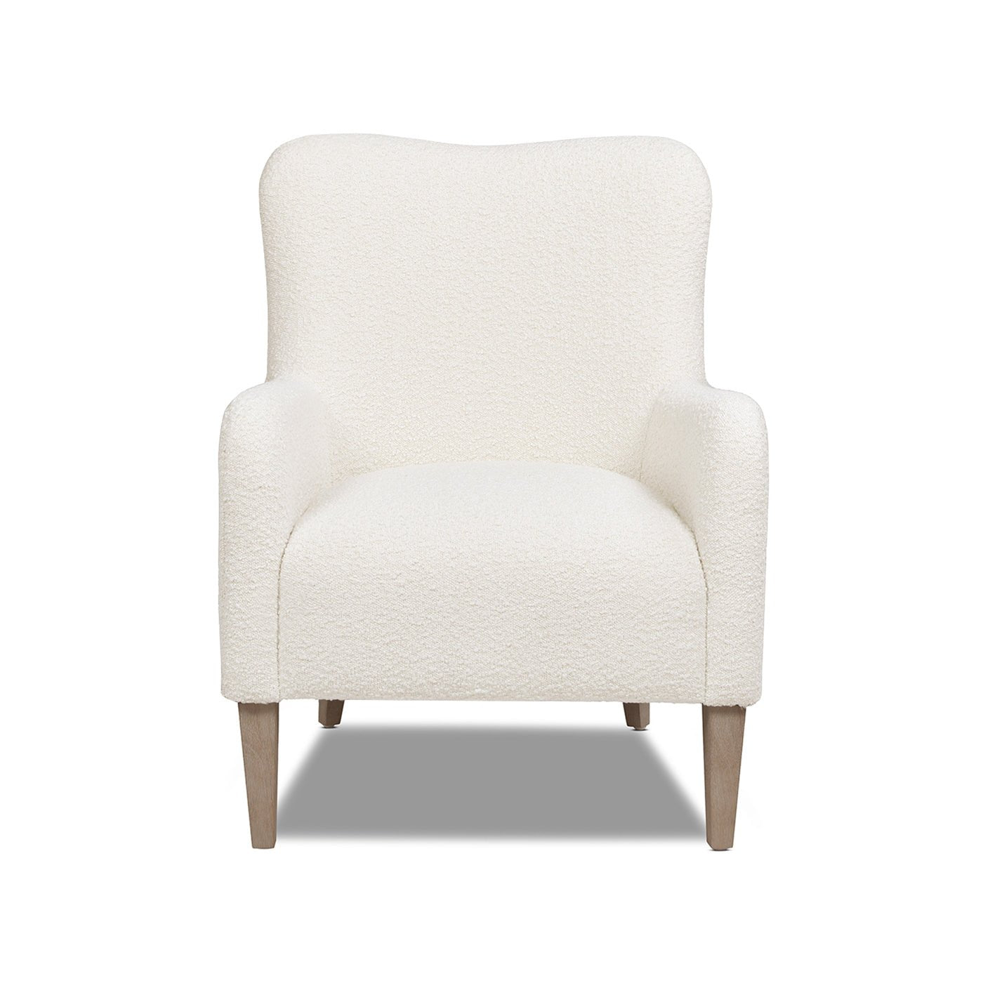 Upholstered Accent Chair with Curved Arms and Wood Legs