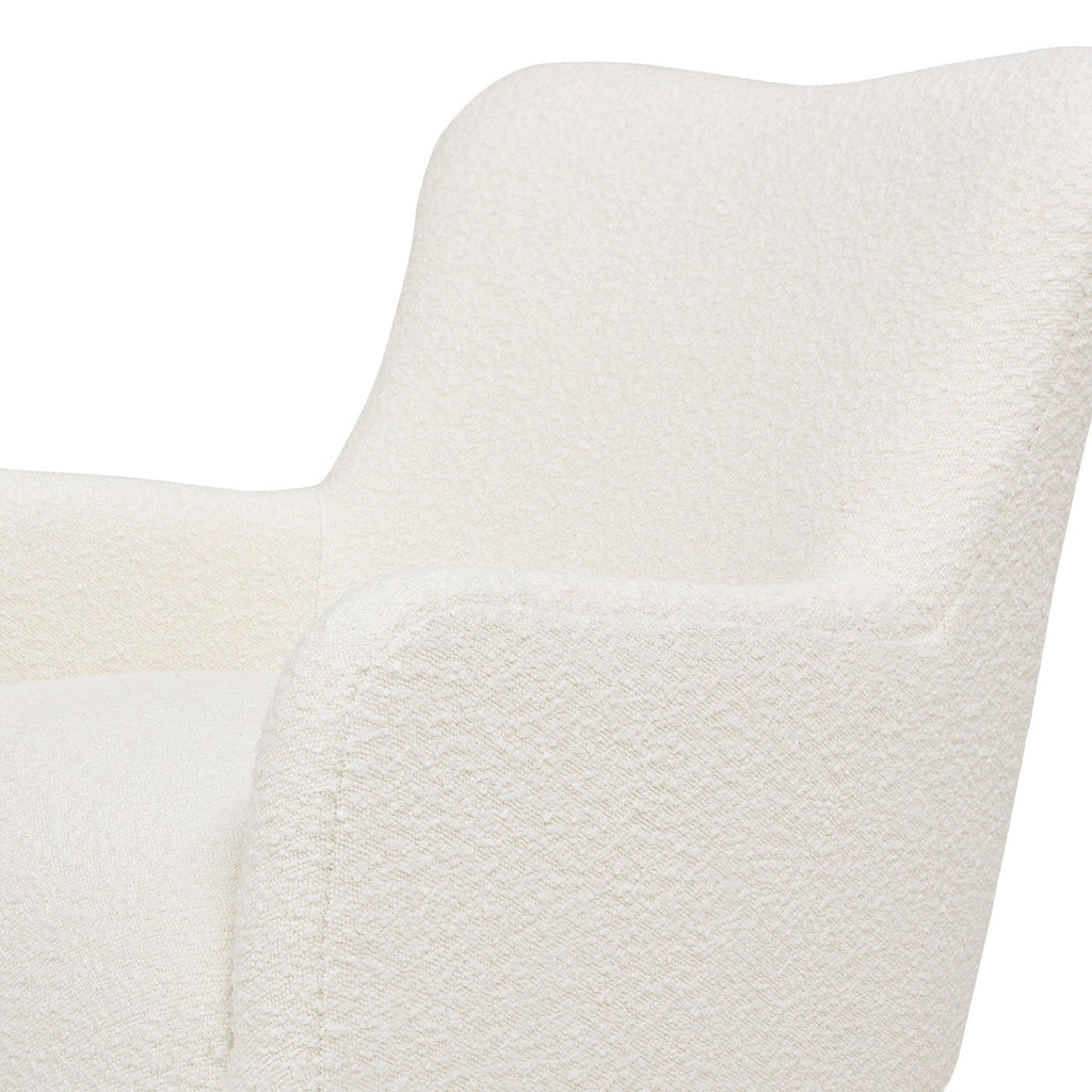 Upholstered Accent Chair with Curved Arms and Wood Legs
