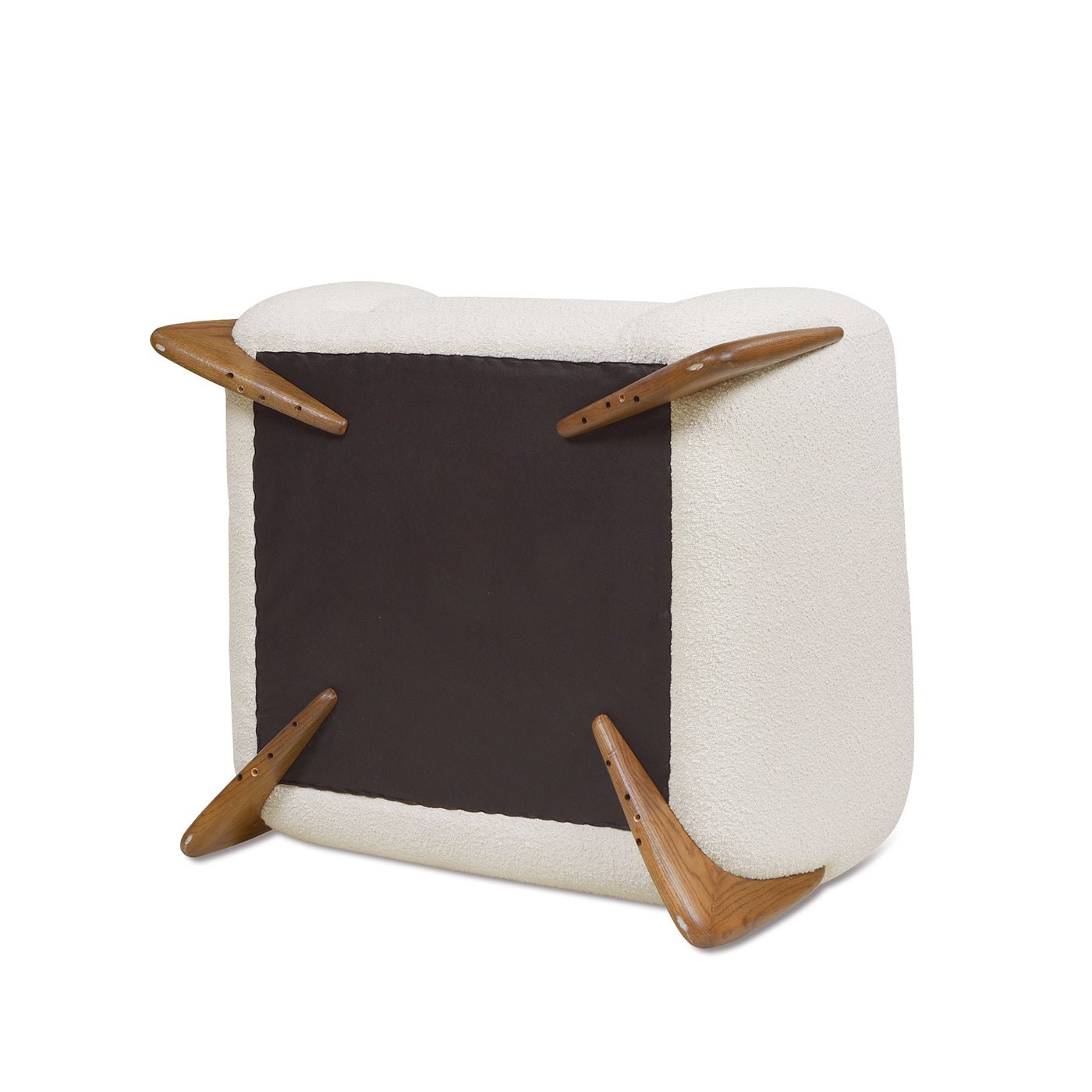 Upholstered Arm Chair with Wooden Base