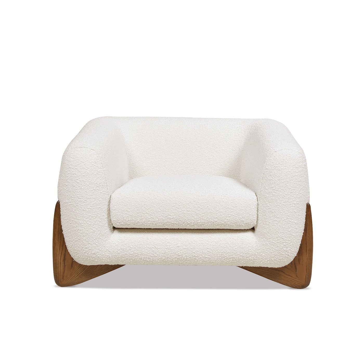 Upholstered Arm Chair with Wooden Base