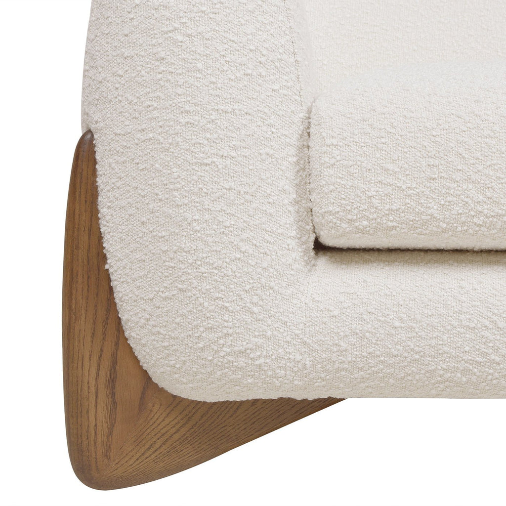Upholstered Arm Chair with Wooden Base