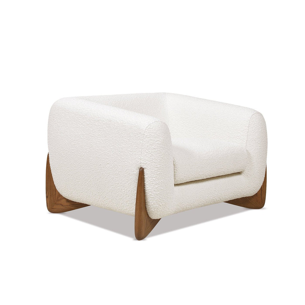 Upholstered Arm Chair with Wooden Base