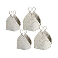 White Woven Metasequoia Wood Basket with Handles (Set of 4)